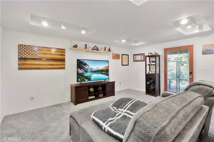 downstairs man cave/bedroom with closet and bathroom