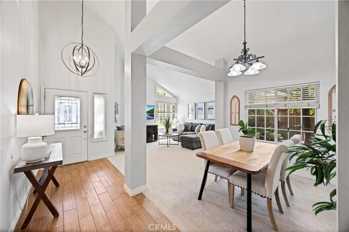 Foyer, front living area, dining area
