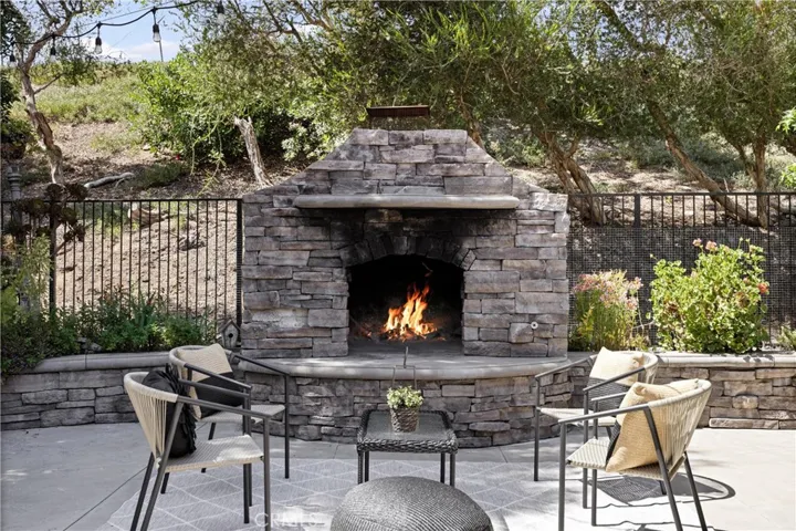 Stone fireplace