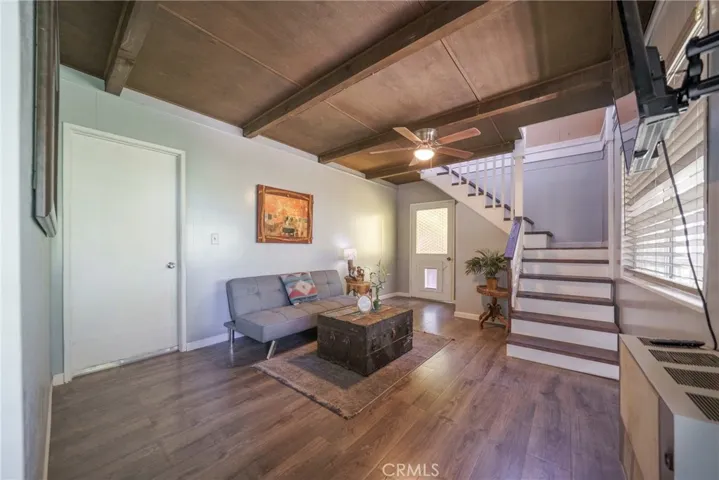 downstairs