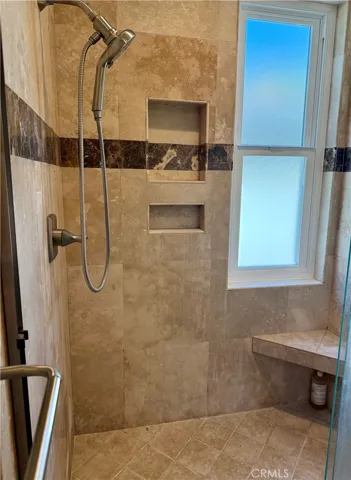 Walk in shower.