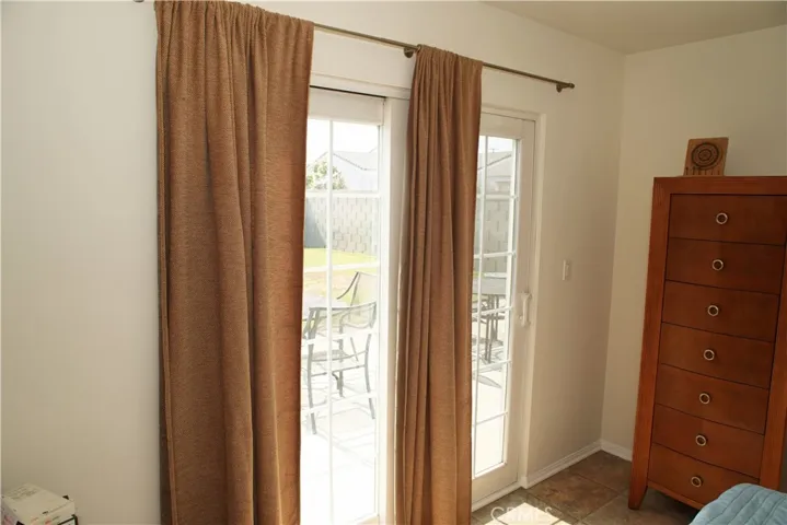 Primary suite patio sliding door.