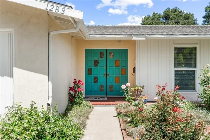 Colorful entry welcomes residents and guests inside.