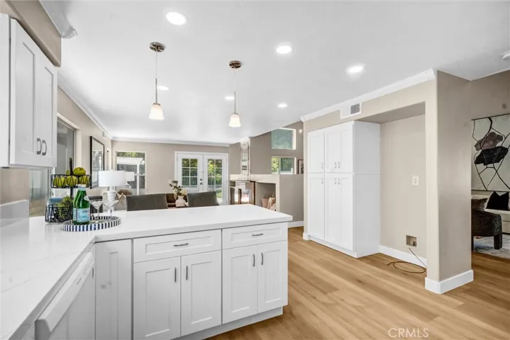 Re-designed kitchen with spacious fridge space.
