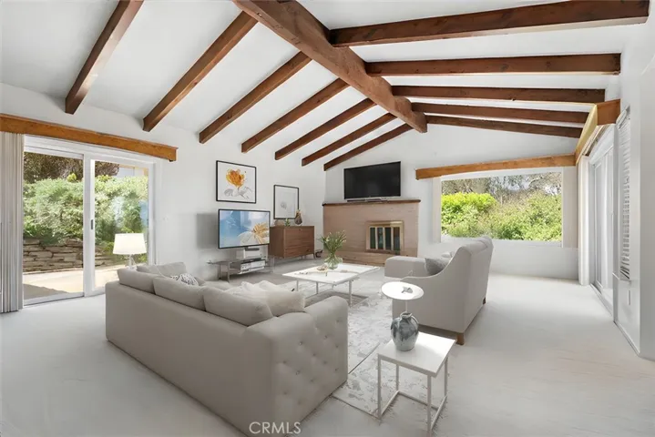 Virtually staged family room.