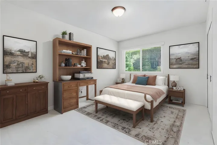 Virtually staged bedroom.