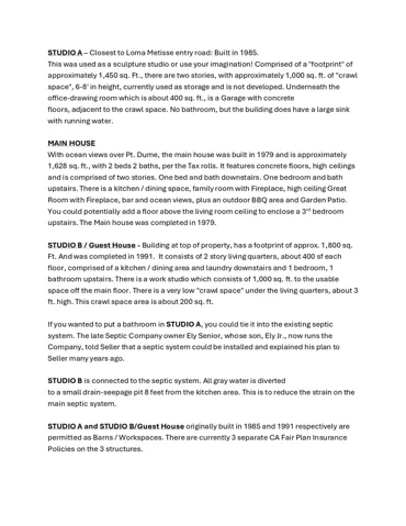 190 Loma Metisse Rd - Description of Structures