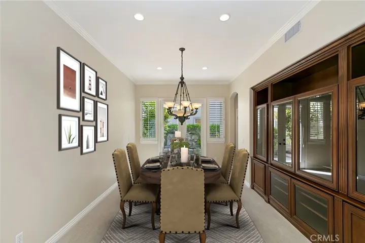 Formal Dining room with custom built in china cabinetry