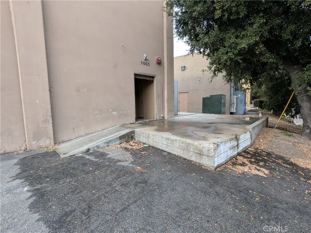 Exterior view of receiving platform and door.