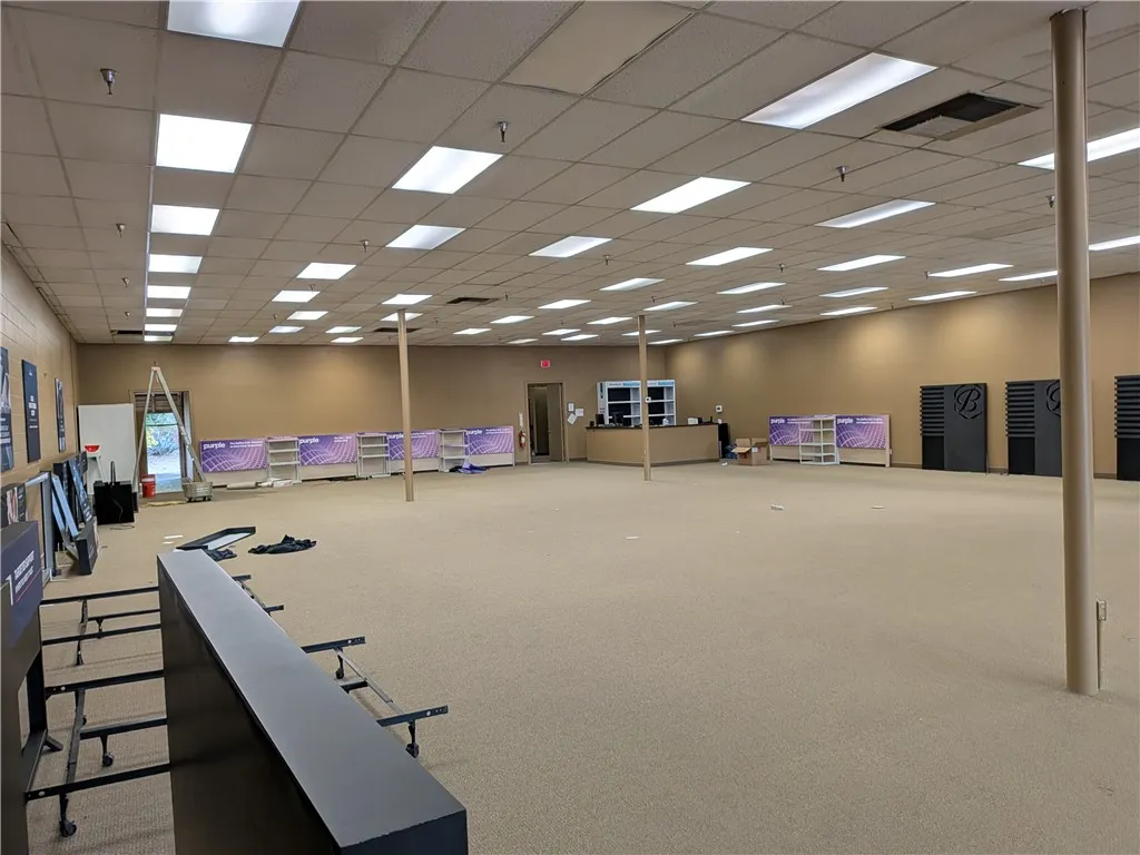 View of the large show room from the front left side of the room.