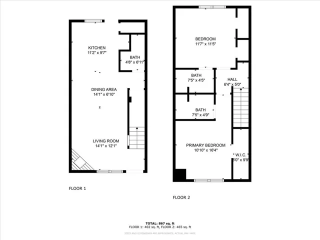 These dimensions are approximate for all 2 bedroom floor plans