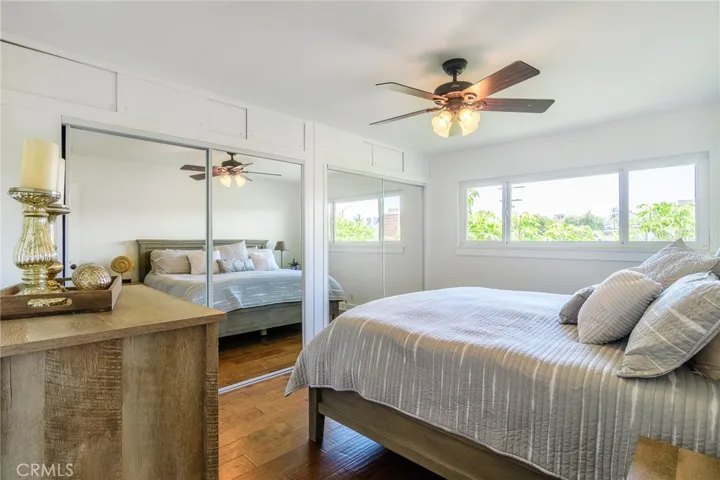Upstairs bedroom with King size bed. Generous in size. Dual closets and direct access to bathroom