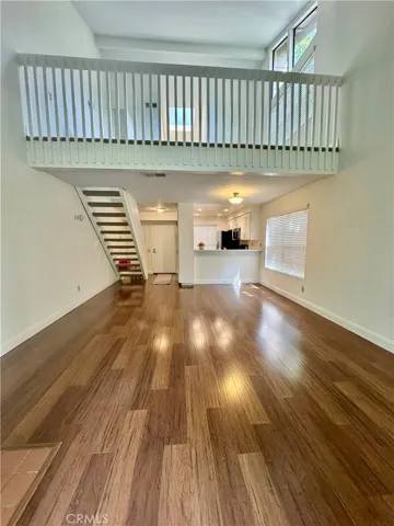 Looking towards the living area and kitchen from the back patio