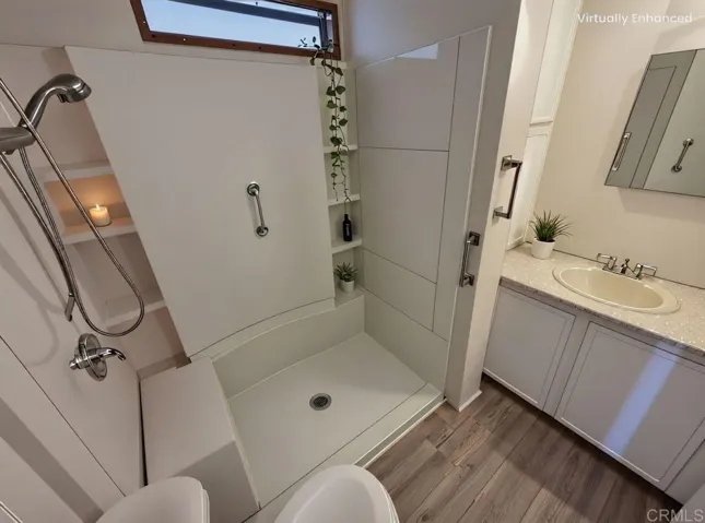 Step in Shower with bench and grab bars