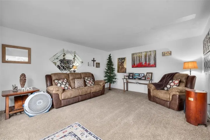 Unit B: Carpeted living room