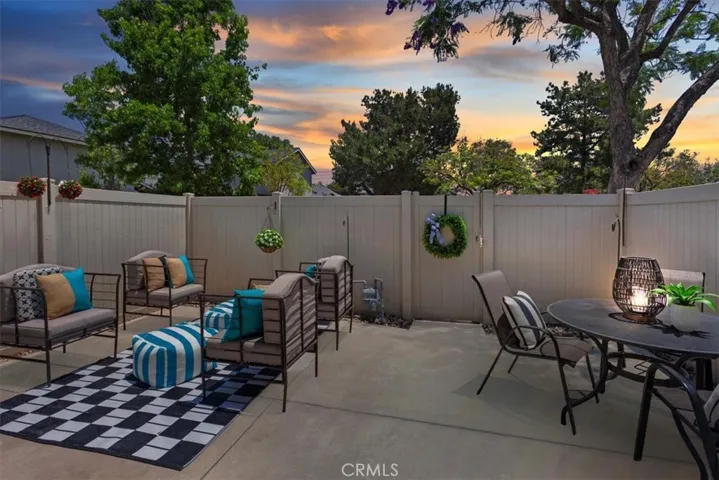 Back outdoor patio - evening view
