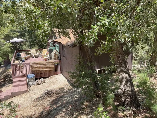 View from back yard to side deck