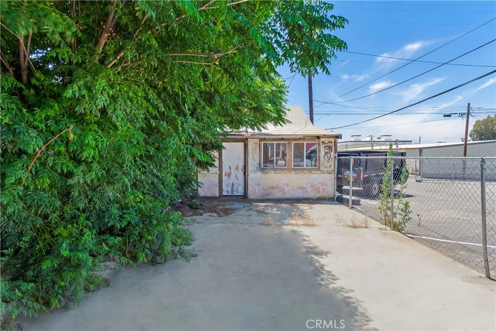 View from courtyard towards garage