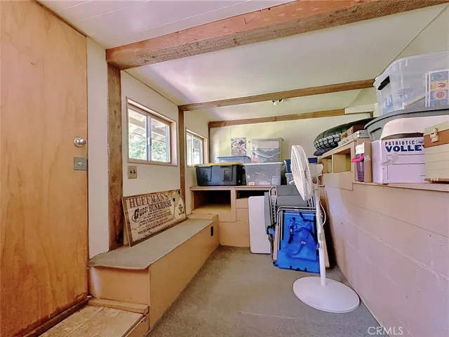 Storage underneath the house.