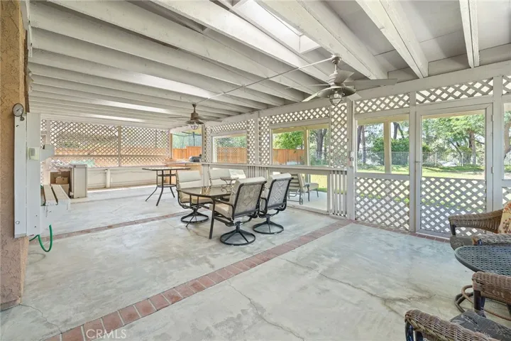 Large closed in outdoor patio.