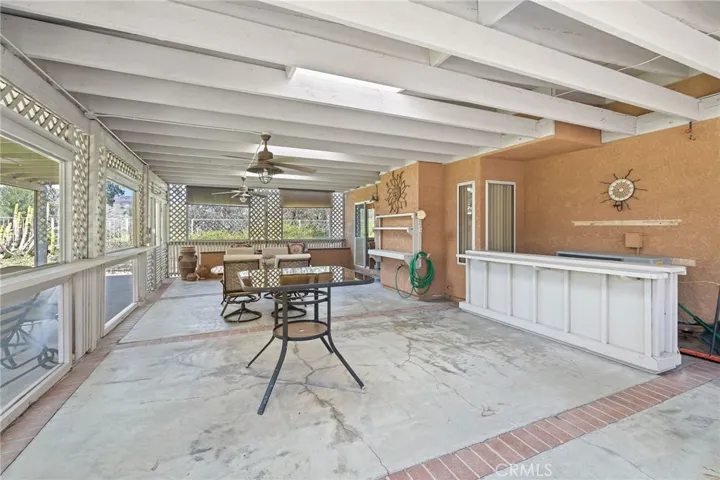 Closed in outdoor patio.