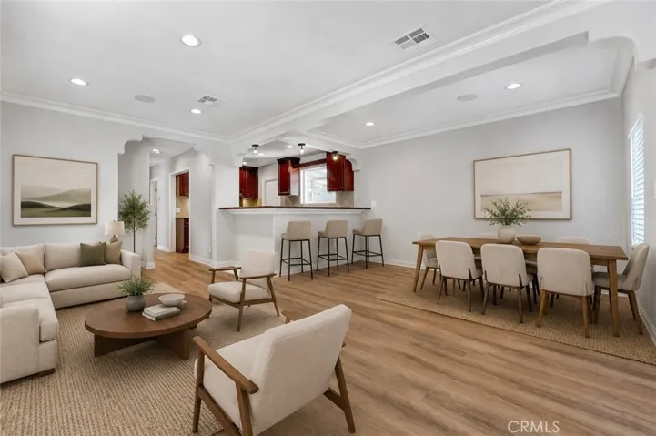 Living/Dining area virtually staged