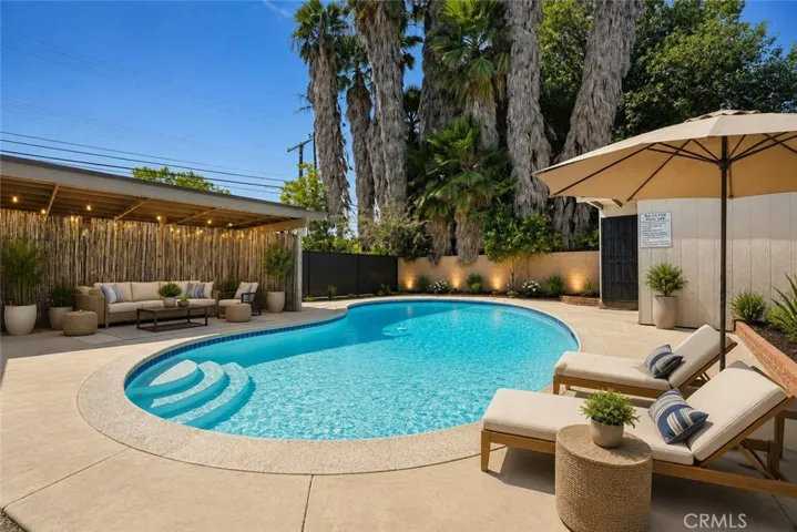Pool area virtually staged