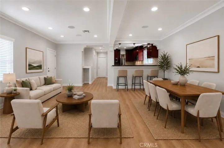 Living/Dining area virtually staged