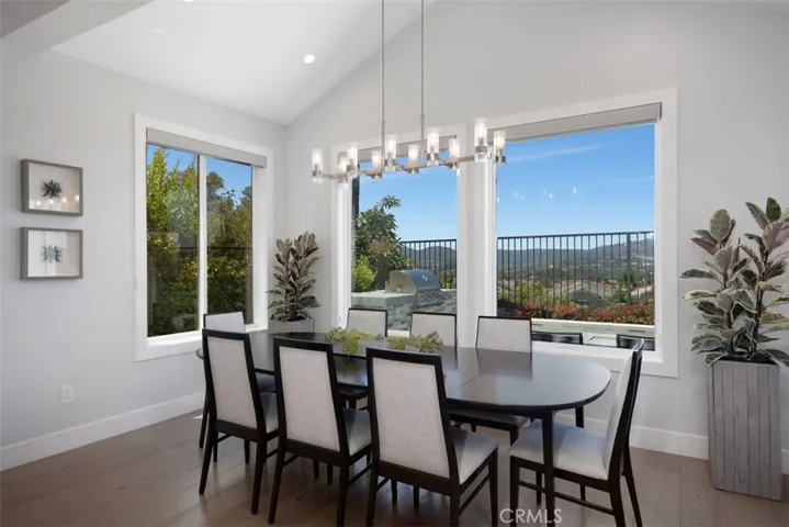 Large dining space with walls of windows