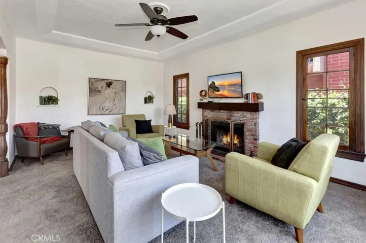 Cozy brick fireplace