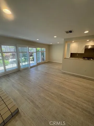 View from entry to Dining area, kitchen and patio