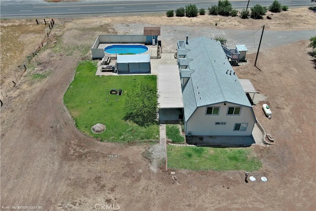 The rear of the house.