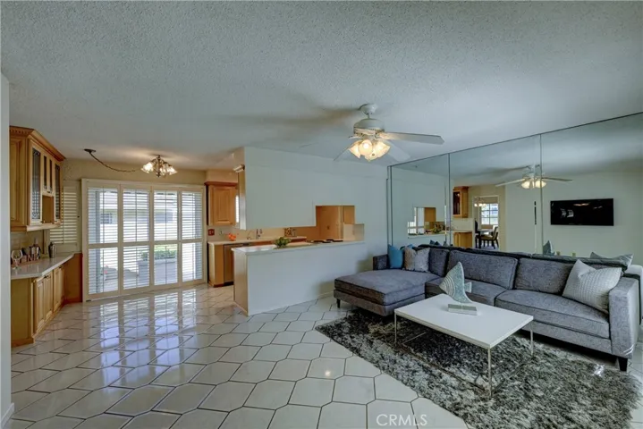 Spacious family room is open to the kitchen.