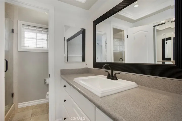Upstairs primary suite bath.