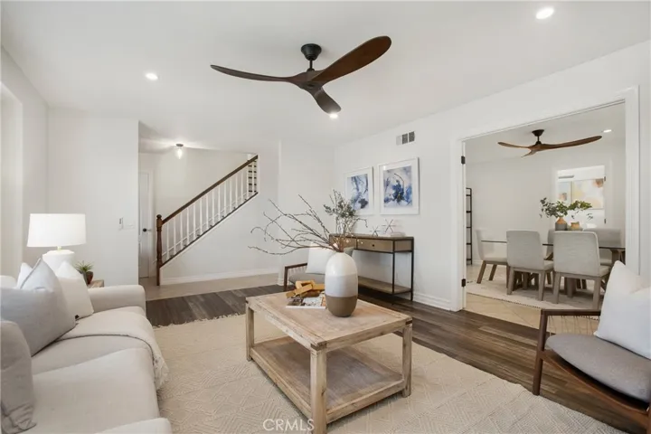 Living room opens to the dining area.
