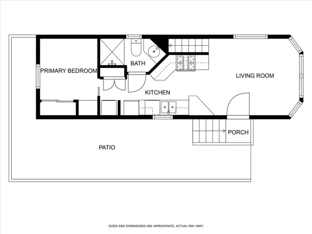 Downstairs is 400 square feet.