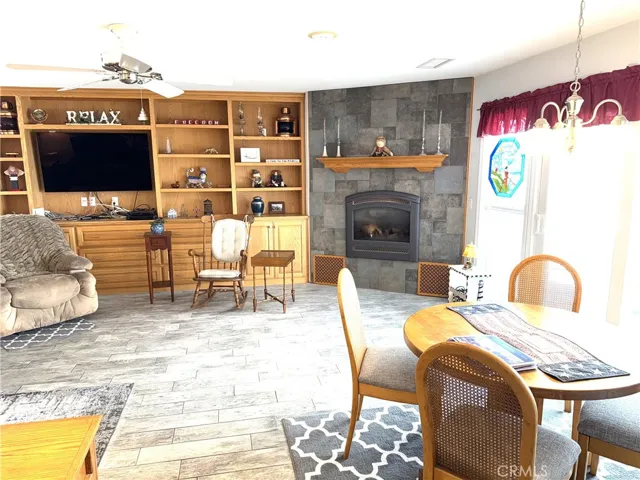 Family room and fireplace