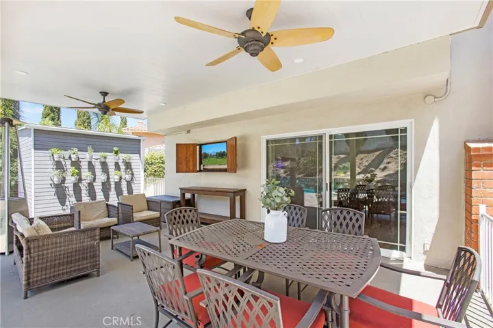 Outdoor room - irrigated herb garden, shed, TV wall