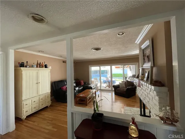 View from Front Door and Foyer into Living Room and into the Backyard.