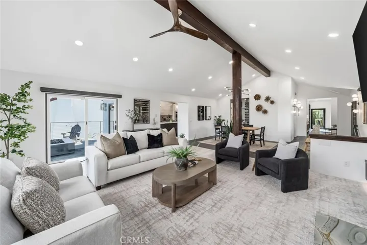 Open design- Living, dining and Deck.