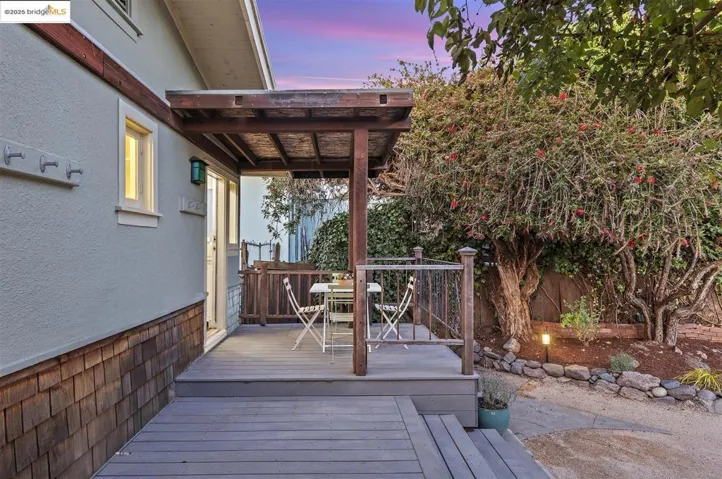 View of deck at dusk