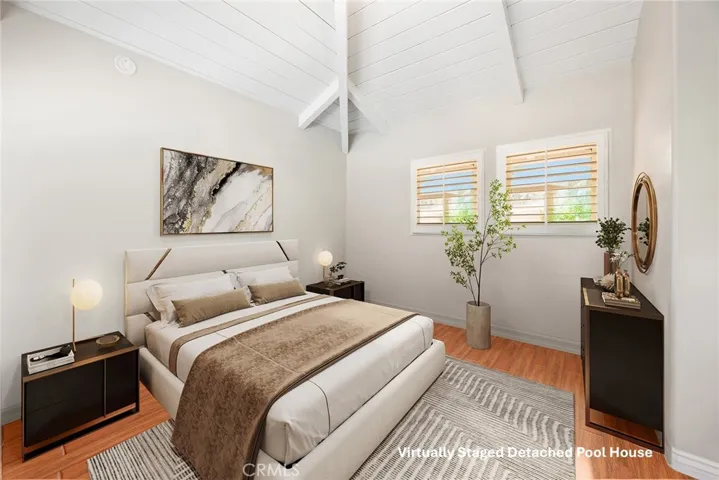 Virtually Staged Detached Pool House Bedroom