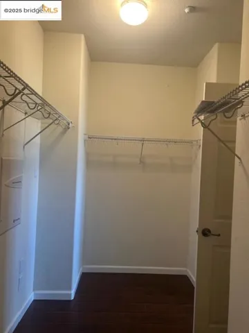 Walk in closet featuring wood finished floors