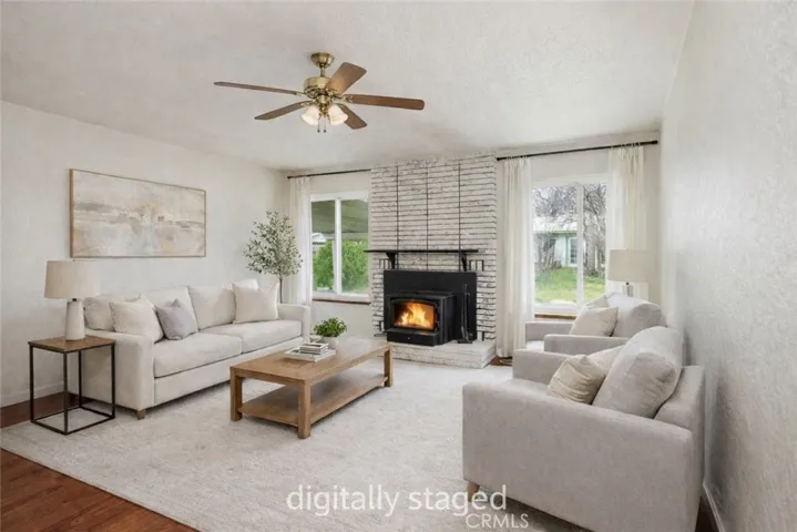 Digitally staged living room