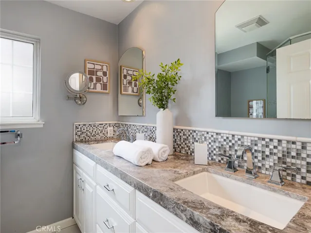 Primary bathroom with double sinks