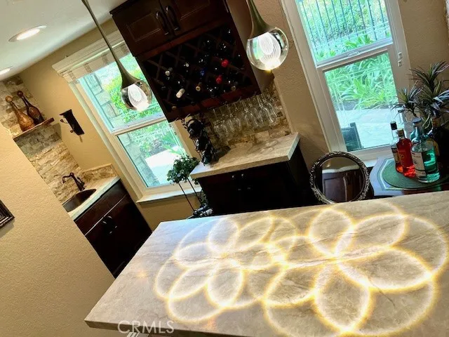 Decorative lighting over bar