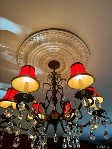 Medalion and chandelier