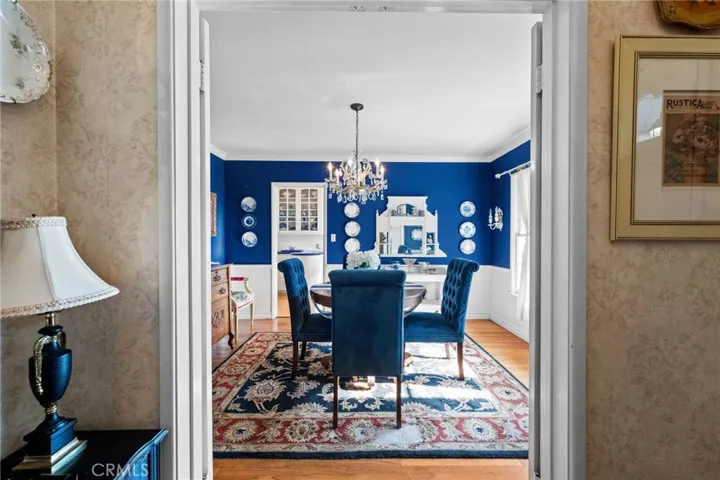 Double doors lead to the dining room.