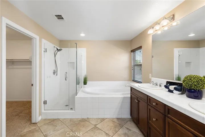 primary bathroom with walk-in closet