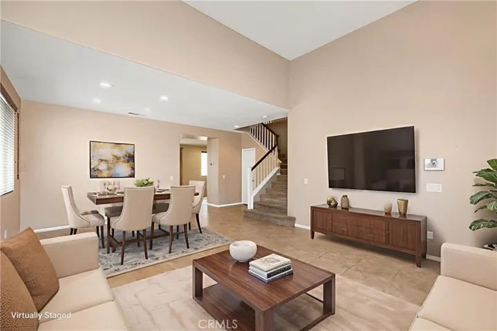 Formal living and dining room virtually staged